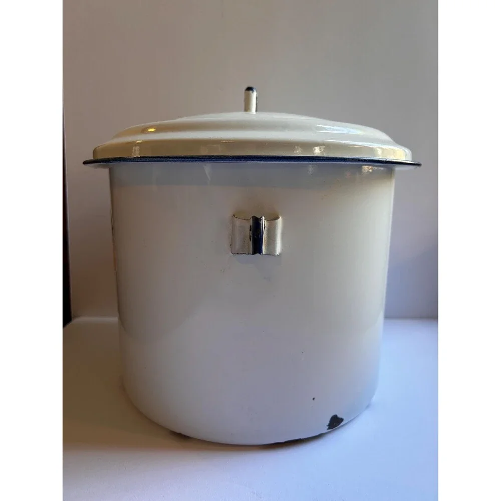 Vintage Federal Enamelware Pot | Retro Kitchen Storage Canister | Diaper Pail